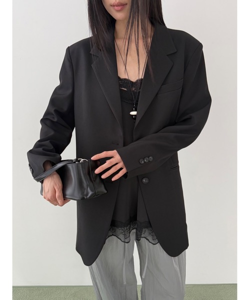 Didot.showroom(ディドット ショールーム)の「オーバーテーラードジャケット(テーラードジャケット・レディース・チャコール/カーキ/ブラック/ベージュ/グレー・FREE)」の13枚目の写真