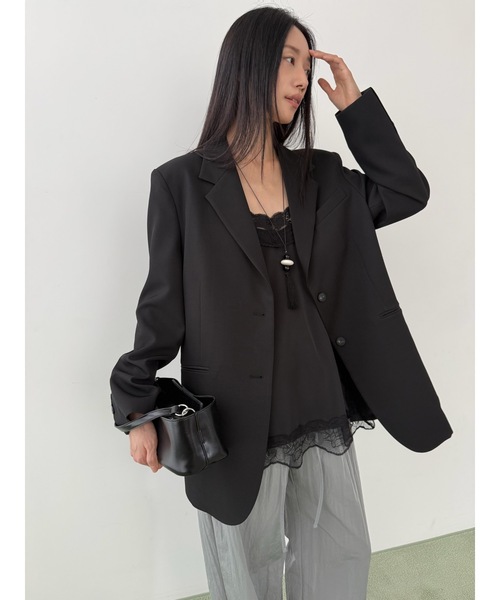 Didot.showroom(ディドット ショールーム)の「オーバーテーラードジャケット(テーラードジャケット・レディース・チャコール/カーキ/ブラック/ベージュ/グレー・FREE)」の9枚目の写真