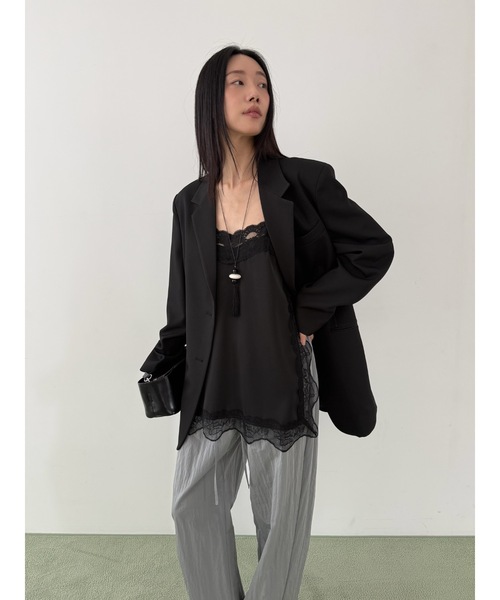 Didot.showroom(ディドット ショールーム)の「オーバーテーラードジャケット(テーラードジャケット・レディース・チャコール/カーキ/ブラック/ベージュ/グレー・FREE)」の6枚目の写真