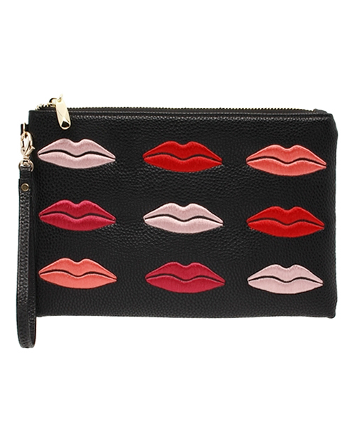 ROSE BUD（ローズバッド）の「【カタログ掲載】(LL ACCESSORIES)B1556N LIPS EMBROIDE CLUTCH BAG（クラッチバッグ・レディース・ホワイト/ブラック・ONE SIZE）」の2枚目の写真