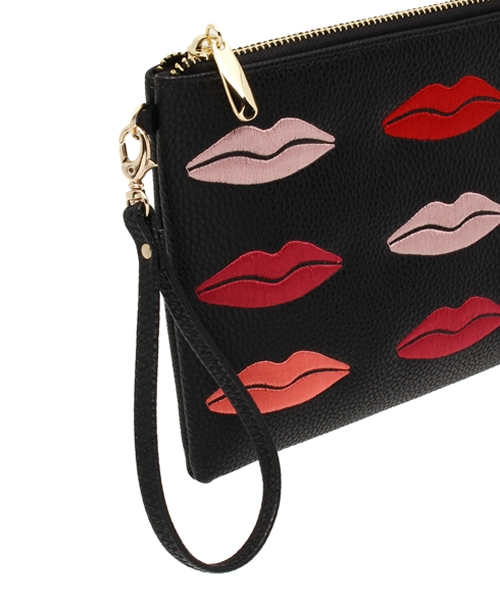 ROSE BUD（ローズバッド）の「【カタログ掲載】(LL ACCESSORIES)B1556N LIPS EMBROIDE CLUTCH BAG（クラッチバッグ・レディース・ホワイト/ブラック・ONE SIZE）」の8枚目の写真