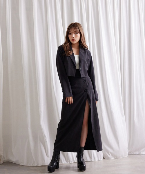 ANDGEEBEE（アンジービー）の「チェックショートジャケット（テーラードジャケット・レディース・ブラック・MEDIUM）」の4枚目の写真