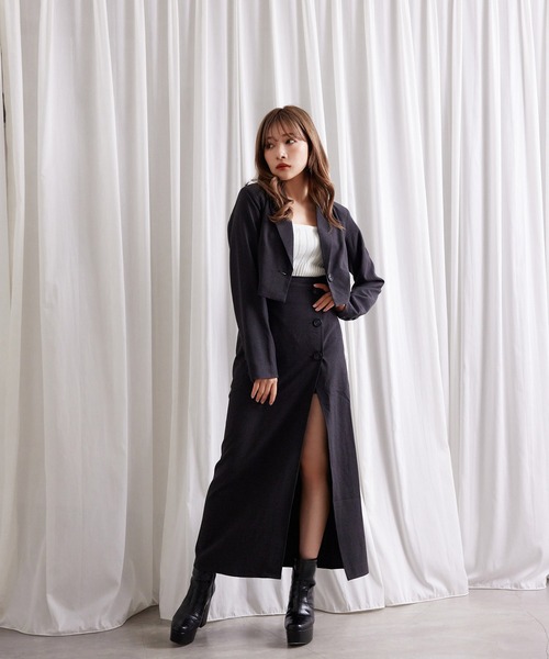 ANDGEEBEE（アンジービー）の「チェックショートジャケット（テーラードジャケット・レディース・ブラック・MEDIUM）」の6枚目の写真