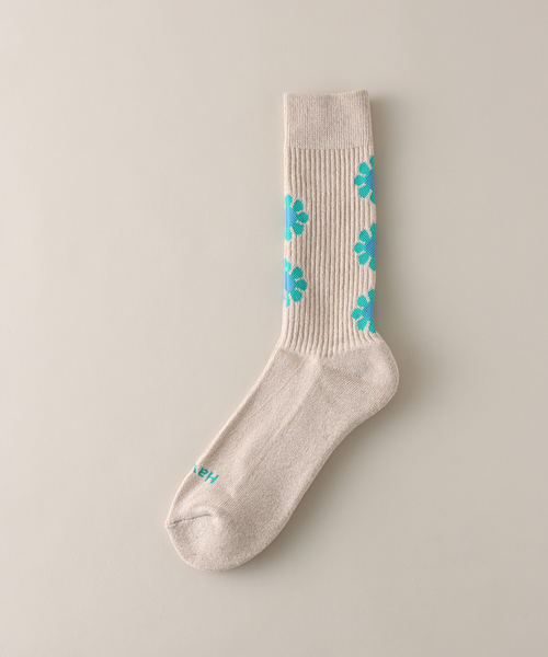 ROSTER SOX(ロスターソックス)の「【ROSTER SOX/ロスターソックス】PEACE(ソックス/靴下・メンズ・パープル/ベージュ/グリーン・SMALL/MEDIUM)」の1枚目の写真