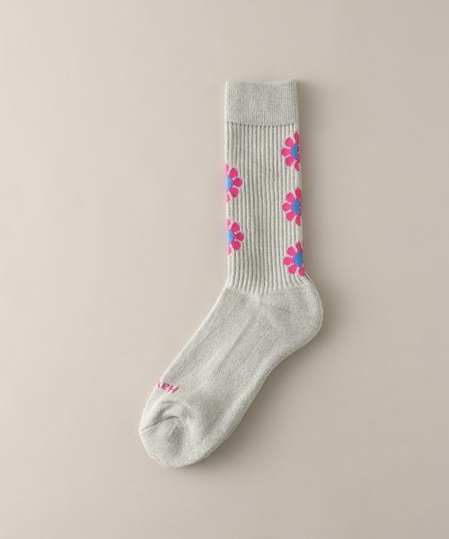 ROSTER SOX(ロスターソックス)の「【ROSTER SOX/ロスターソックス】PEACE(ソックス/靴下・メンズ・パープル/ベージュ/グリーン・SMALL/MEDIUM)」の2枚目の写真