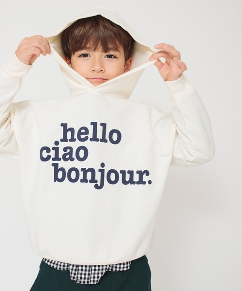 BRANSHES（ブランシェス）の「【ｂコレ】グラフィックフーデットパーカー（パーカー・キッズ・グリーン/ブラック/イエロー/ネイビー/カーキオリーブ/ベージュ/エンジ/アイボリー/ブルーグレー/グレー・140/150/160/90/130/110/120/100）」の2枚目の写真