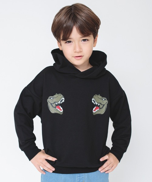 BRANSHES（ブランシェス）の「【ｂコレ】グラフィックフーデットパーカー（パーカー・キッズ・グリーン/ブラック/イエロー/ネイビー/カーキオリーブ/ベージュ/エンジ/アイボリー/ブルーグレー/グレー・140/150/160/90/130/110/120/100）」の3枚目の写真