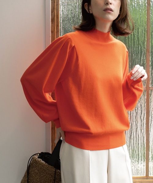 OPAQUE.CLIP（オペークドットクリップ）の「◆【ネオサーモ】ドルマンスリーブニット（ニット/セーター・レディース・オフホワイト/ナチュラル/ブラック/オレンジ・36/38/40/42）」の4枚目の写真