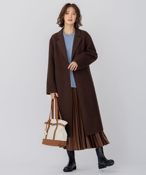 23区(ニジュウサンク)の「ウールリバー ロングコート(チェスターコート・レディース・ダークブラウン系/ベージュ系/黄土色系・40/36/38)」の18枚目の写真