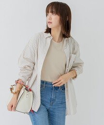 【洗える】CANCLINI ポケット付き パールボタン シャツブラウス
