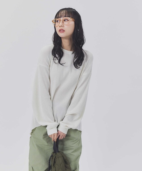 BACK NUMBER（バックナンバー）の「【BACK NUMBER】配色ワッフルロンＴ（Tシャツ/カットソー・レディース・オフホワイト/カーキブラウン/ライラック・M/L）」の20枚目の写真
