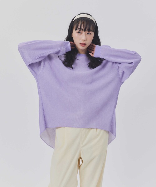 BACK NUMBER（バックナンバー）の「【BACK NUMBER】配色ワッフルロンＴ（Tシャツ/カットソー・レディース・オフホワイト/カーキブラウン/ライラック・M/L）」の21枚目の写真