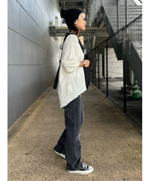 BACK NUMBER（バックナンバー）の「【BACK NUMBER】配色ワッフルロンＴ（Tシャツ/カットソー・レディース・オフホワイト/カーキブラウン/ライラック・M/L）」の5枚目の写真