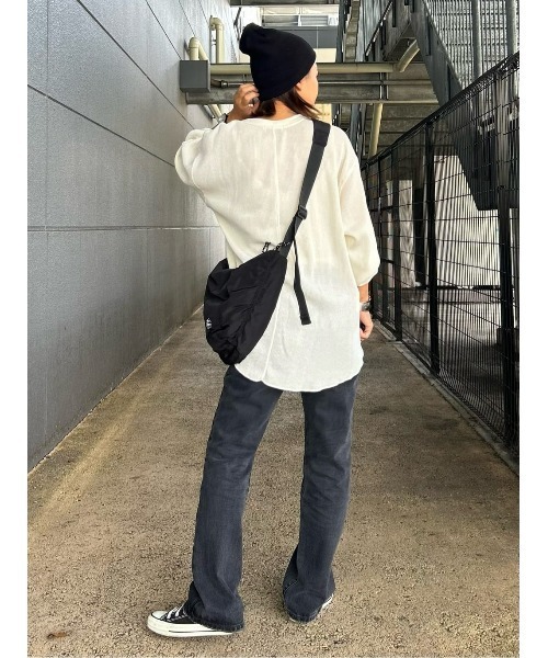 BACK NUMBER（バックナンバー）の「【BACK NUMBER】配色ワッフルロンＴ（Tシャツ/カットソー・レディース・オフホワイト/カーキブラウン/ライラック・M/L）」の6枚目の写真