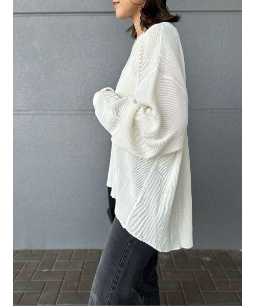 BACK NUMBER（バックナンバー）の「【BACK NUMBER】配色ワッフルロンＴ（Tシャツ/カットソー・レディース・オフホワイト/カーキブラウン/ライラック・M/L）」の7枚目の写真