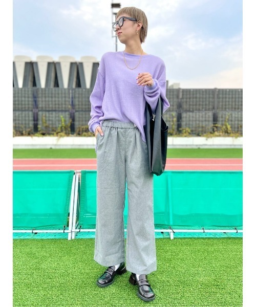 BACK NUMBER（バックナンバー）の「【BACK NUMBER】配色ワッフルロンＴ（Tシャツ/カットソー・レディース・オフホワイト/カーキブラウン/ライラック・M/L）」の11枚目の写真