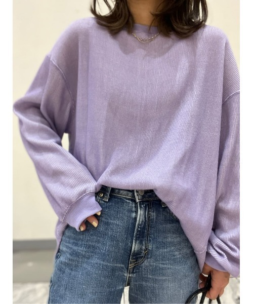 BACK NUMBER（バックナンバー）の「【BACK NUMBER】配色ワッフルロンＴ（Tシャツ/カットソー・レディース・オフホワイト/カーキブラウン/ライラック・M/L）」の18枚目の写真