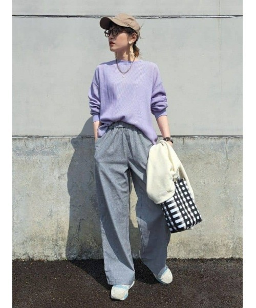 BACK NUMBER（バックナンバー）の「【BACK NUMBER】配色ワッフルロンＴ（Tシャツ/カットソー・レディース・オフホワイト/カーキブラウン/ライラック・M/L）」の8枚目の写真