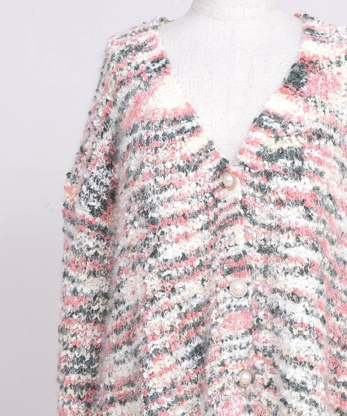 DAY CLOSET(デイ クローゼット)の「【ドラマ衣装提供】レディース パール風ボタンレトロミックスカラーニットカーディガン(カーディガン/ボレロ・レディース・ブラウン/ピンク/グリーン・ONE SIZE)」の11枚目の写真
