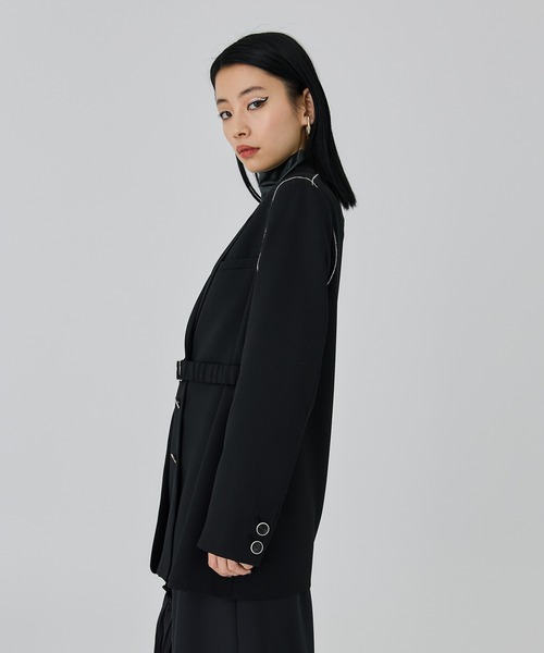 UNITED TOKYO(ユナイテッドトウキョウ)の「シトラス刺繍ステッチジャケット(テーラードジャケット・レディース・ブラック/グレー・FREE)」の3枚目の写真