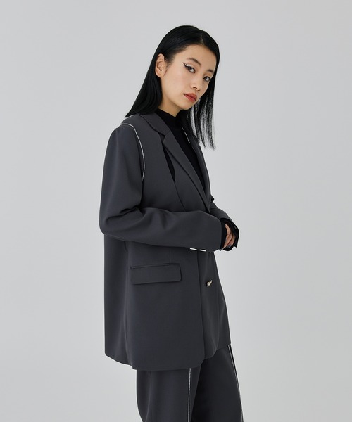 UNITED TOKYO(ユナイテッドトウキョウ)の「シトラス刺繍ステッチジャケット(テーラードジャケット・レディース・ブラック/グレー・FREE)」の12枚目の写真