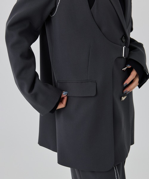 UNITED TOKYO(ユナイテッドトウキョウ)の「シトラス刺繍ステッチジャケット(テーラードジャケット・レディース・ブラック/グレー・FREE)」の10枚目の写真