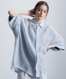 JUNRED | シャドーストライプシアーショートスリーブシャツ(シャツ/ブラウス)