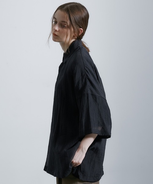 JUNRED（ジュンレッド）の「シャドーストライプシアーショートスリーブシャツ（シャツ/ブラウス・メンズ・ブラック/イエロー系その他6/サックスブルー/ホワイト・L/M/S）」の8枚目の写真