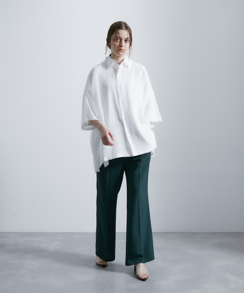 JUNRED（ジュンレッド）の「シャドーストライプシアーショートスリーブシャツ（シャツ/ブラウス・メンズ・ブラック/イエロー系その他6/サックスブルー/ホワイト・L/M/S）」の14枚目の写真