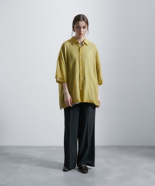 JUNRED（ジュンレッド）の「シャドーストライプシアーショートスリーブシャツ（シャツ/ブラウス・メンズ・ブラック/イエロー系その他6/サックスブルー/ホワイト・L/M/S）」の21枚目の写真