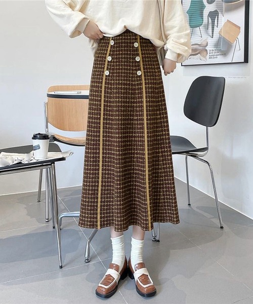 MAISON DE THERESE（メゾン ド テレーズ）の「ニットハイウエストAラインロングスカート（スカート・レディース・ブラウン/ブラック/ベージュ/グレー・M）」の4枚目の写真