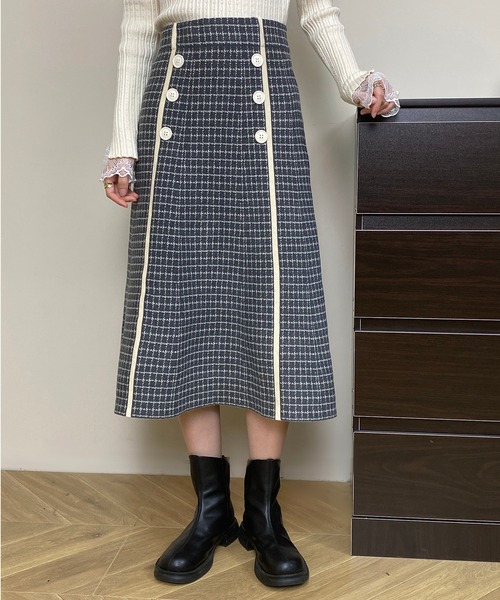 MAISON DE THERESE（メゾン ド テレーズ）の「ニットハイウエストAラインロングスカート（スカート・レディース・ブラウン/ブラック/ベージュ/グレー・M）」の3枚目の写真
