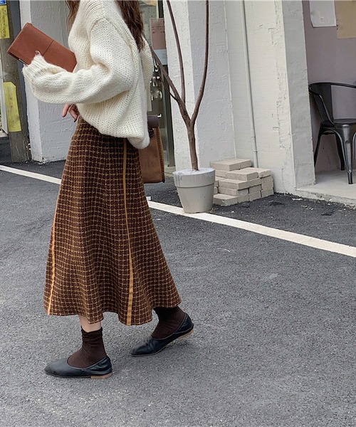 MAISON DE THERESE（メゾン ド テレーズ）の「ニットハイウエストAラインロングスカート（スカート・レディース・ブラウン/ブラック/ベージュ/グレー・M）」の7枚目の写真
