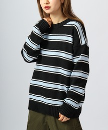 spiritoso クルーネックルーズボーダーニット