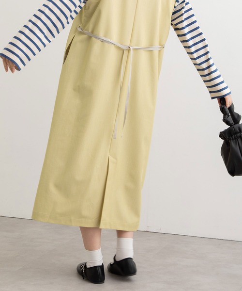 POU DOU DOU（プードゥドゥ）の「エステルレーヨンキーネックジャンスカ（ジャンパースカート・レディース・ライトイエロー/ブラウン/ブラック・3）」の13枚目の写真