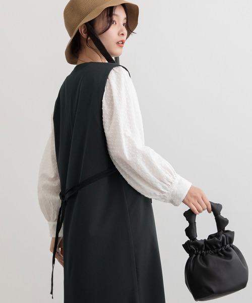 POU DOU DOU（プードゥドゥ）の「エステルレーヨンキーネックジャンスカ（ジャンパースカート・レディース・ライトイエロー/ブラウン/ブラック・3）」の22枚目の写真