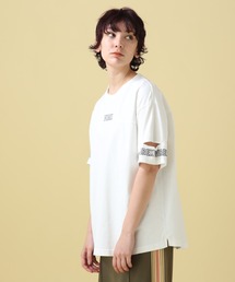 AVIREX | FADE WASH CUFFS OPEN EMBROIDERY TOPS/フェイドウォッシュ カフスオープン刺繍トップス(Tシャツ/カットソー)
