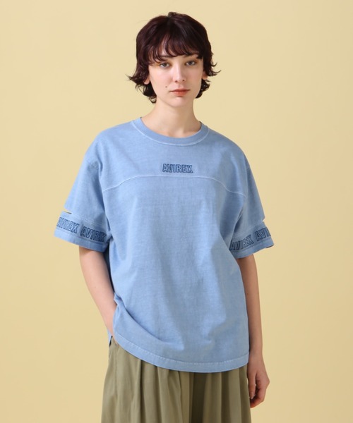 tシャツ FADE WASH CUFFS OPEN EMBROIDERY TOPS/フェイドウォッシュ カフスオープン刺繍トップス レディース FADE WASH CUFFS OPEN EMBROIDERY T-SHIRT/フェイドウォッシュ