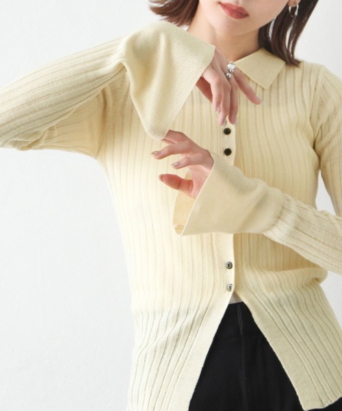 Chillfar(チルファー)の「フレアスリーブカーディガン(カーディガン/ボレロ・レディース・ブラック/カーキ/アイボリー/グレイッシュベージュ・FREE)」の18枚目の写真