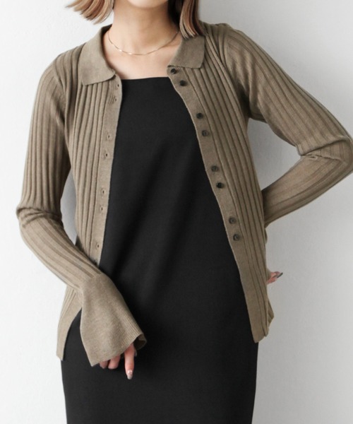 Chillfar(チルファー)の「フレアスリーブカーディガン(カーディガン/ボレロ・レディース・ブラック/カーキ/アイボリー/グレイッシュベージュ・FREE)」の14枚目の写真