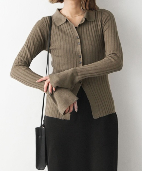 Chillfar(チルファー)の「フレアスリーブカーディガン(カーディガン/ボレロ・レディース・ブラック/カーキ/アイボリー/グレイッシュベージュ・FREE)」の8枚目の写真