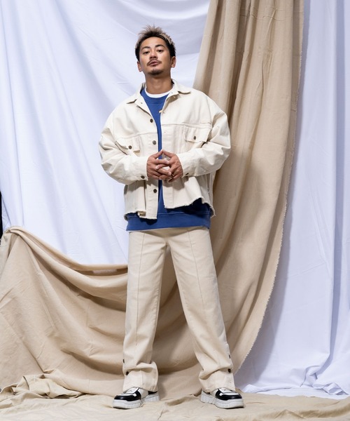 #Re:room（リルーム）の「コットンツイルヘムボタントラックパンツ（チノパンツ・メンズ・ライトブラウン/オフホワイト/ブラック・MEDIUM/LARGE/SMALL）」の4枚目の写真