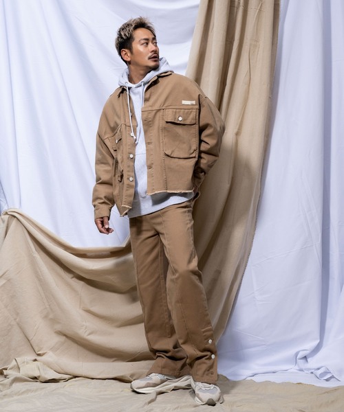 #Re:room（リルーム）の「コットンツイルヘムボタントラックパンツ（チノパンツ・メンズ・ライトブラウン/オフホワイト/ブラック・MEDIUM/LARGE/SMALL）」の20枚目の写真