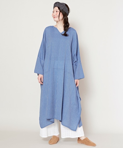 チャイハネ(チャイハネ)の「【チャイハネ】チャキロングスリットワンピース(ワンピース・レディース・ブルー/カーキ/ブラック/ブラウン/ナチュラル/グリーン/レッド・FREE)」の6枚目の写真