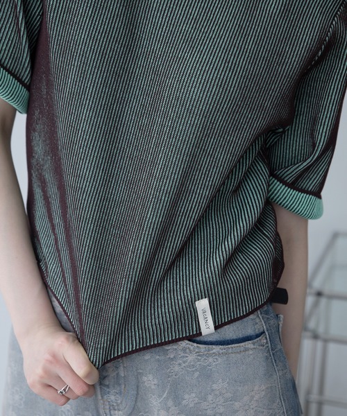 VACANCY(ヴァカンシー)の「配色プレーティングハーフスリーブリブニット/新色追加(ニット/セーター・レディース・グリーン/オレンジ/ブラック/ホワイト/ブルー/ネイビー・FREE)」の22枚目の写真