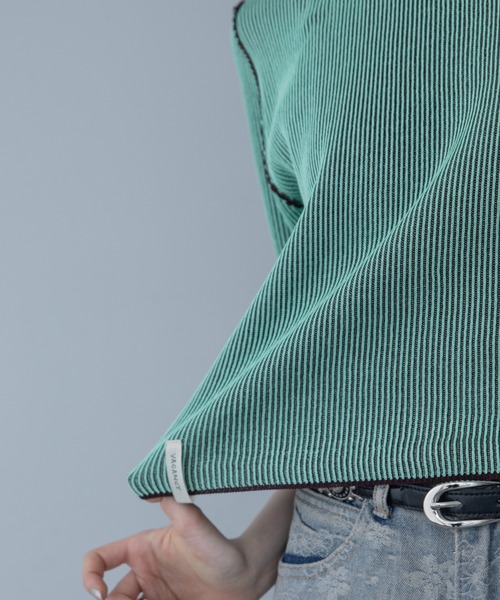 VACANCY(ヴァカンシー)の「配色プレーティングハーフスリーブリブニット/新色追加(ニット/セーター・レディース・グリーン/オレンジ/ブラック/ホワイト/ブルー/ネイビー・FREE)」の20枚目の写真