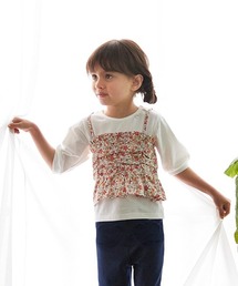 petit main（プティマイン）の「【リンク】花ビスチェドッキングロンT(キッズ)（Tシャツ/カットソー・キッズ）」