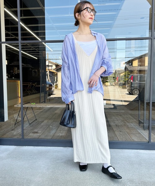 Kotoe（コトエ）の「レディース ビッグシャツ ドロップショルダー シースルー シアーオーバーサイズシャツ（シャツ/ブラウス・レディース・オレンジ/パープル/グリーン/ホワイト・FREE）」の9枚目の写真