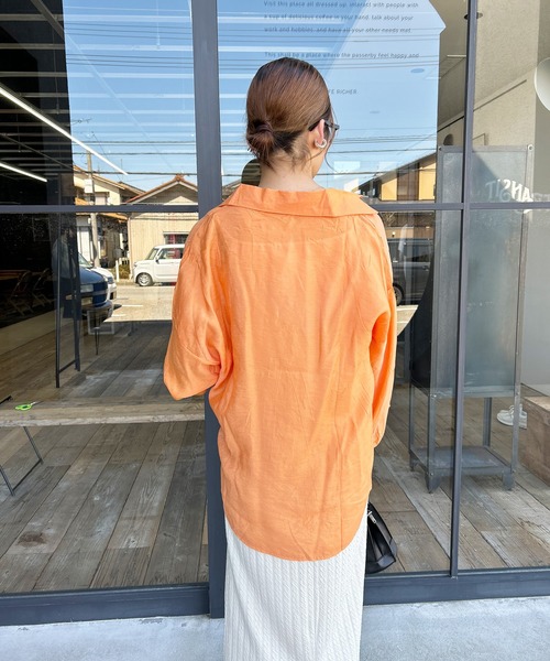 Kotoe（コトエ）の「レディース ビッグシャツ ドロップショルダー シースルー シアーオーバーサイズシャツ（シャツ/ブラウス・レディース・オレンジ/パープル/グリーン/ホワイト・FREE）」の13枚目の写真