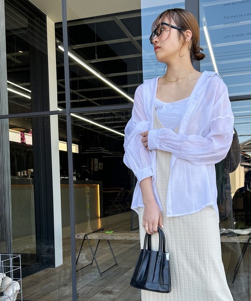 Kotoe（コトエ）の「レディース ビッグシャツ ドロップショルダー シースルー シアーオーバーサイズシャツ（シャツ/ブラウス・レディース・オレンジ/パープル/グリーン/ホワイト・FREE）」の17枚目の写真